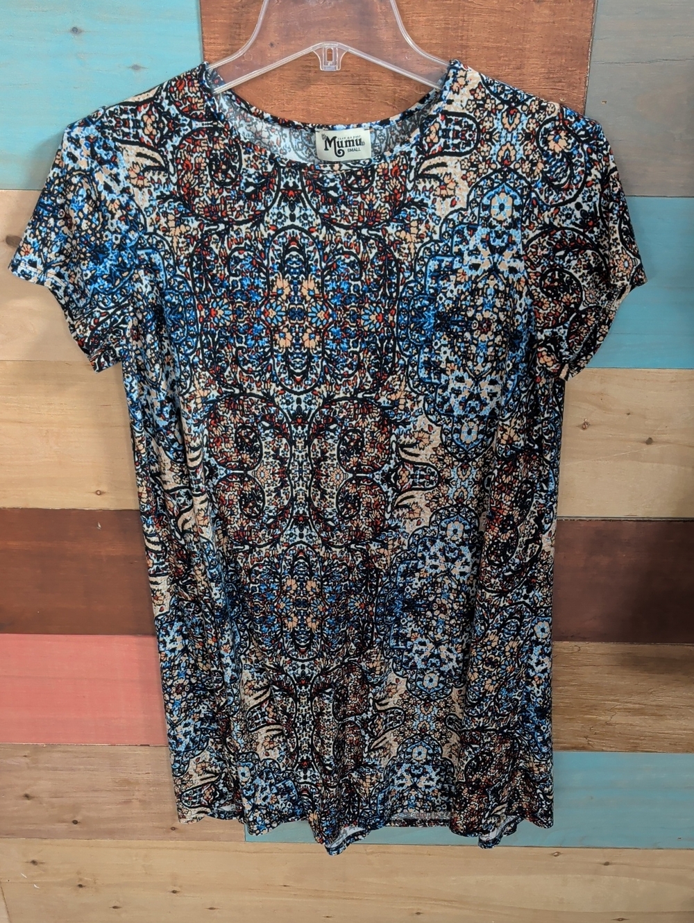 Show Me Your MuMu Blue and Cream Paisley Tee Dress